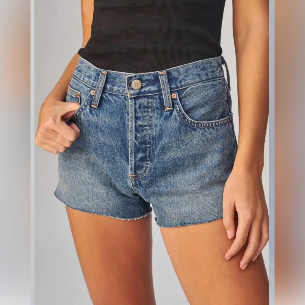 Aritzia Denim Forum, Yoko short, High waisted blue denim shorts, Size 26W